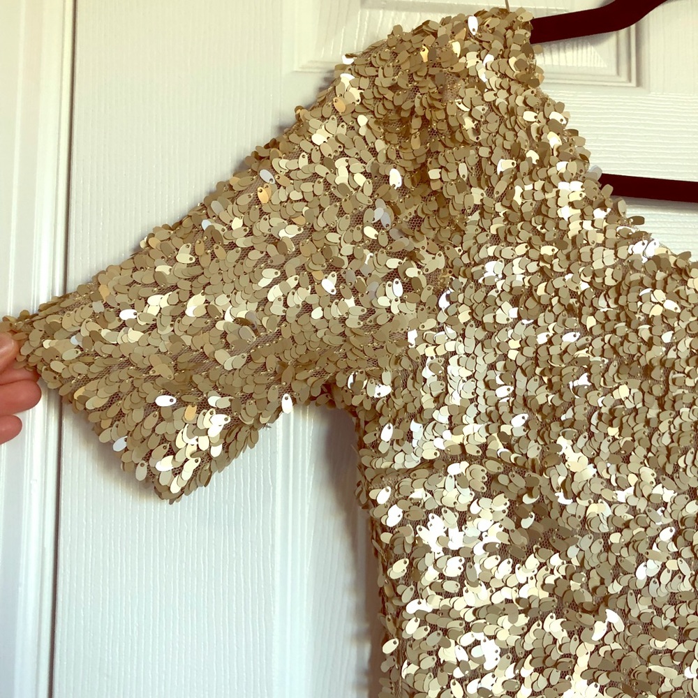 Gold sequin mini dress